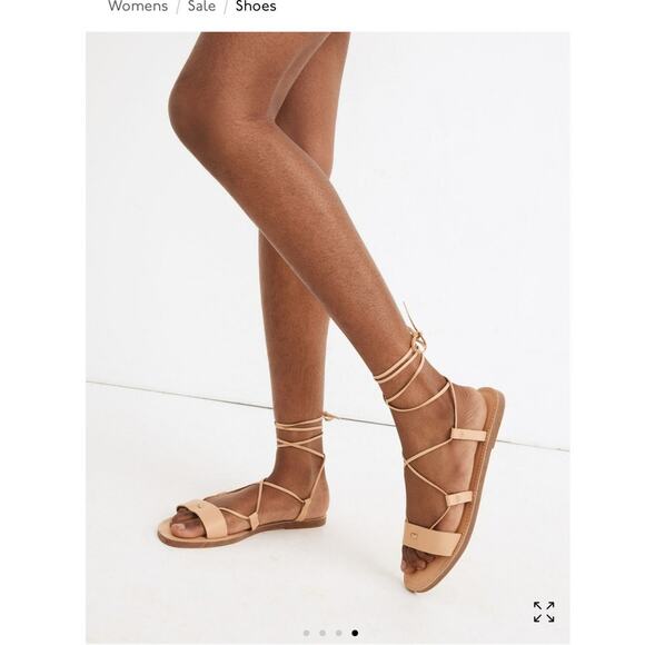 Madewell Boardwalk Lace Up Leather Sandals Gladiators Tan Boho Ankle Tie 9.5 - Picture 1 of 6